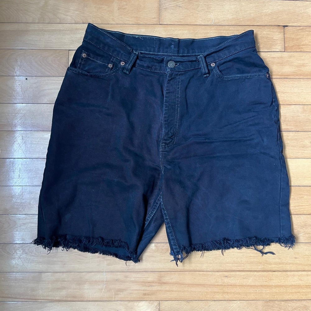 Vintage Levis 953 High Waisted Denim Shorts Black 17512 0832 Made in USA Size 15